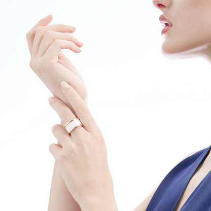 [Lumi Jewels]ZERO 1 FOUR-BAND LOOPS AND WHITE CERAMIC SPIRAL PINK GOLD RING