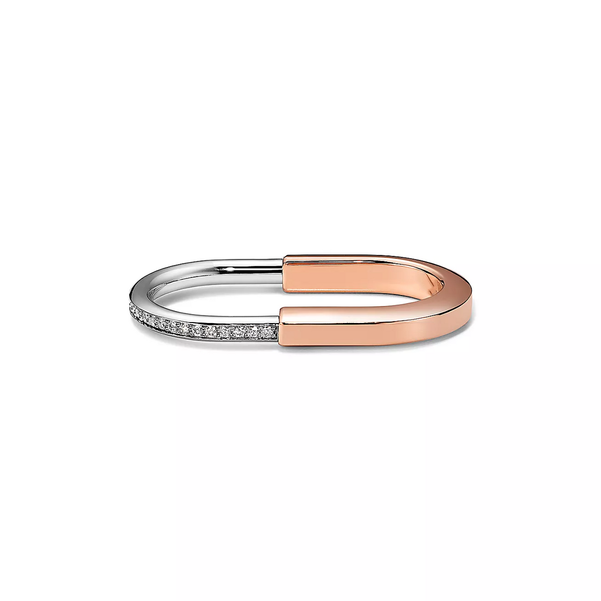 [Lumi Jewelry]LOCK RING TOW-FINGER ROSE AND WHITE GOLD DIAMONDS