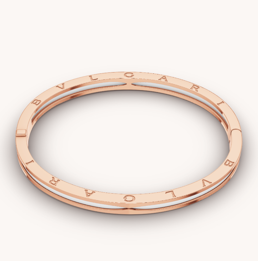 [Lumi Jewels]BRACELET ZERO 1 OR ROSE ET CÉRAMIQUE BLANCHE