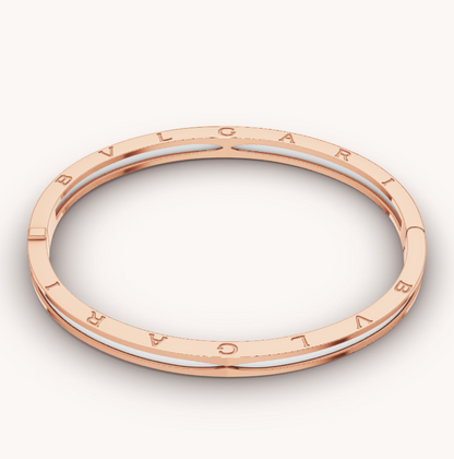 [Lumi Jewels]BRACELET ZERO 1 OR ROSE ET CÉRAMIQUE BLANCHE