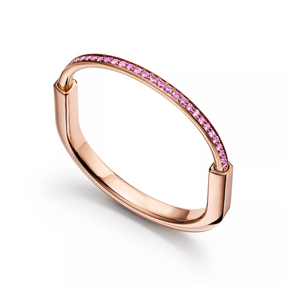 [Lumi Jewelry]LOCK BRACELET ROSE DIAMOND PINK GOLD