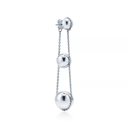 [Lumi Jewelry]TRIPLE DROP SILVER EARRINGS