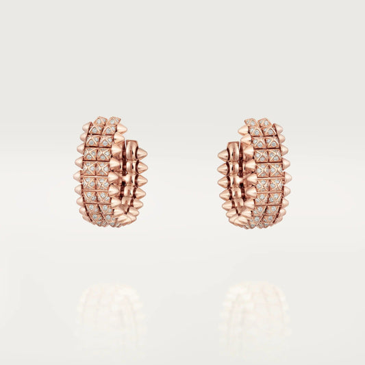 [Lumi Jewelry]CLASH 9.2MM FULL DIAMOND DOUBLE ROW EARRINGS