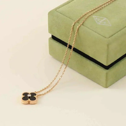 [Lumi Jewels]COLLIER TRÈFLE 15MM DIAMANT ONYX