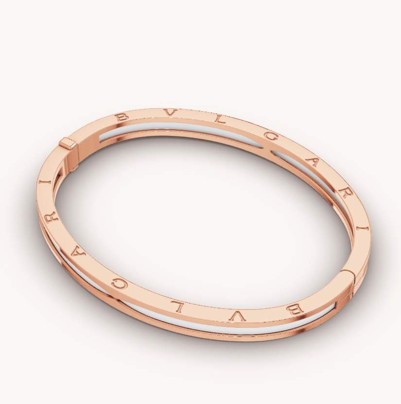 [Lumi Jewels]BRACELET ZERO 1 OR ROSE ET CÉRAMIQUE BLANCHE
