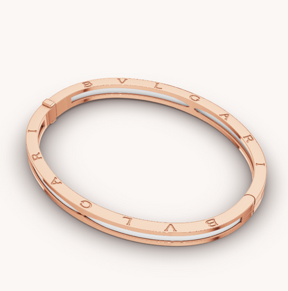 [Lumi Jewels]BRACELET ZERO 1 OR ROSE ET CÉRAMIQUE BLANCHE