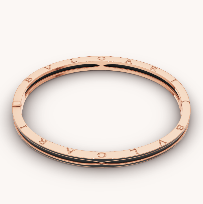 [Lumi Jewels]BRACELET ZÉRO 1 OR ROSE ET CÉRAMIQUE NOIRE MATE
