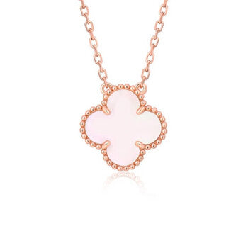 [Lumi Jewels]COLLIER FLEUR SIMPLE TRÈFLE NACRE ROSE 15MM
