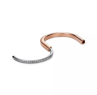 [Lumi Jewelry]LOCK BRACELET ROSE AND WHITE GOLD DIAMOND