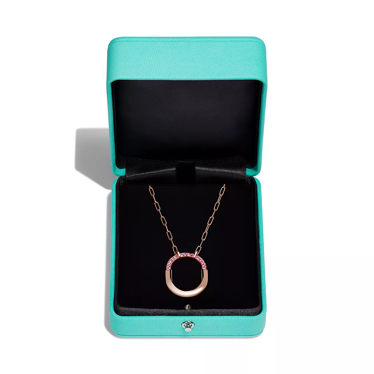 [Lumi Jewelry]LOCK MEDIUM PENDANT PINK DIAMOND PINK GOLD NECKLACE