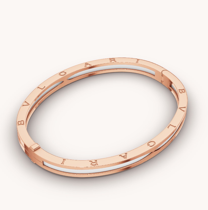 [Lumi Jewels]BRACELET ZERO 1 OR ROSE ET CÉRAMIQUE BLANCHE