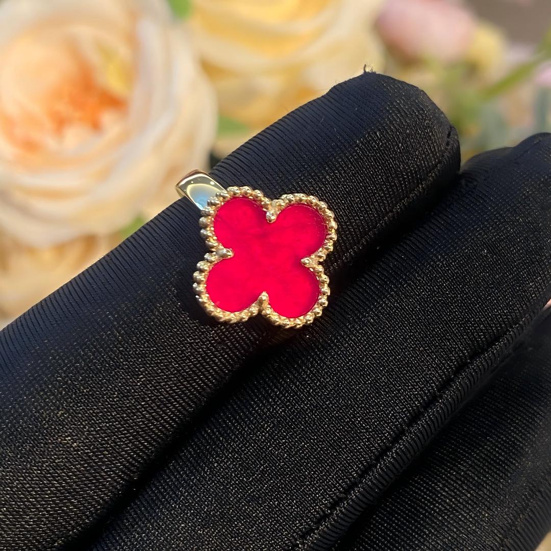 [Lumi Jewelry]NEW CLOVER PINK ENAMEL RINGS