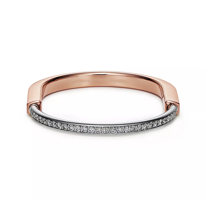 [Lumi Jewelry]LOCK BRACELET ROSE AND WHITE GOLD DIAMOND