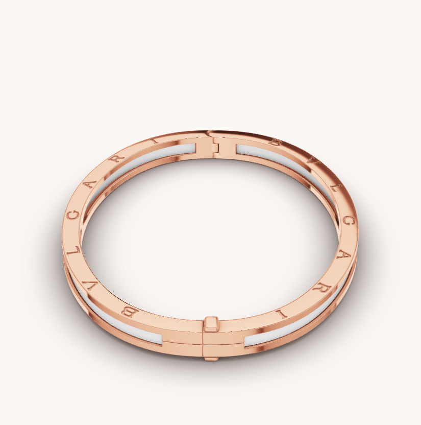 [Lumi Jewels]BRACELET ZERO 1 OR ROSE ET CÉRAMIQUE BLANCHE
