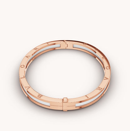 [Lumi Jewels]BRACELET ZERO 1 OR ROSE ET CÉRAMIQUE BLANCHE