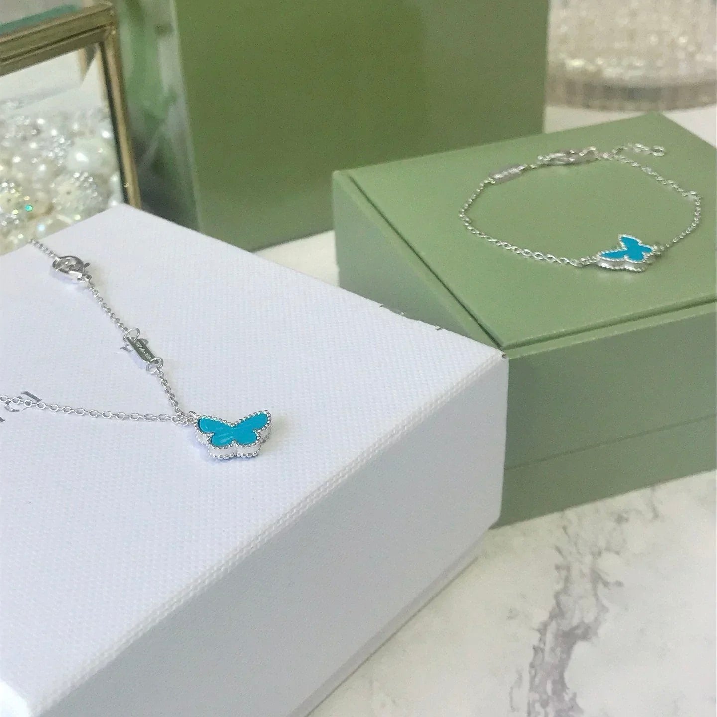 [Lumi Jewels]BRACELET PAPILLON TURQUOISE PAPILLON ARGENTÉ