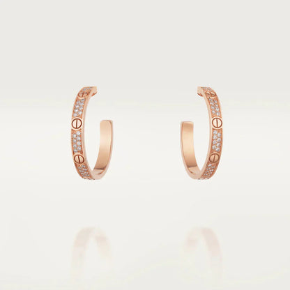 [Lumi Jewels]LOVE DIAMOND PINK GOLD HOOP EARRINGS
