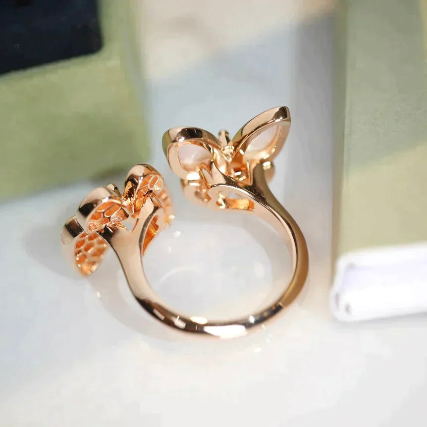 [Lumi Jewels]BAGUE PAPILLON DOUBLE DIAMANT N.A.C.R.E.