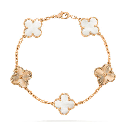 [Lumi Jewels]CLOVER 5 MOTIF WHITE MOP LASER BRACELET