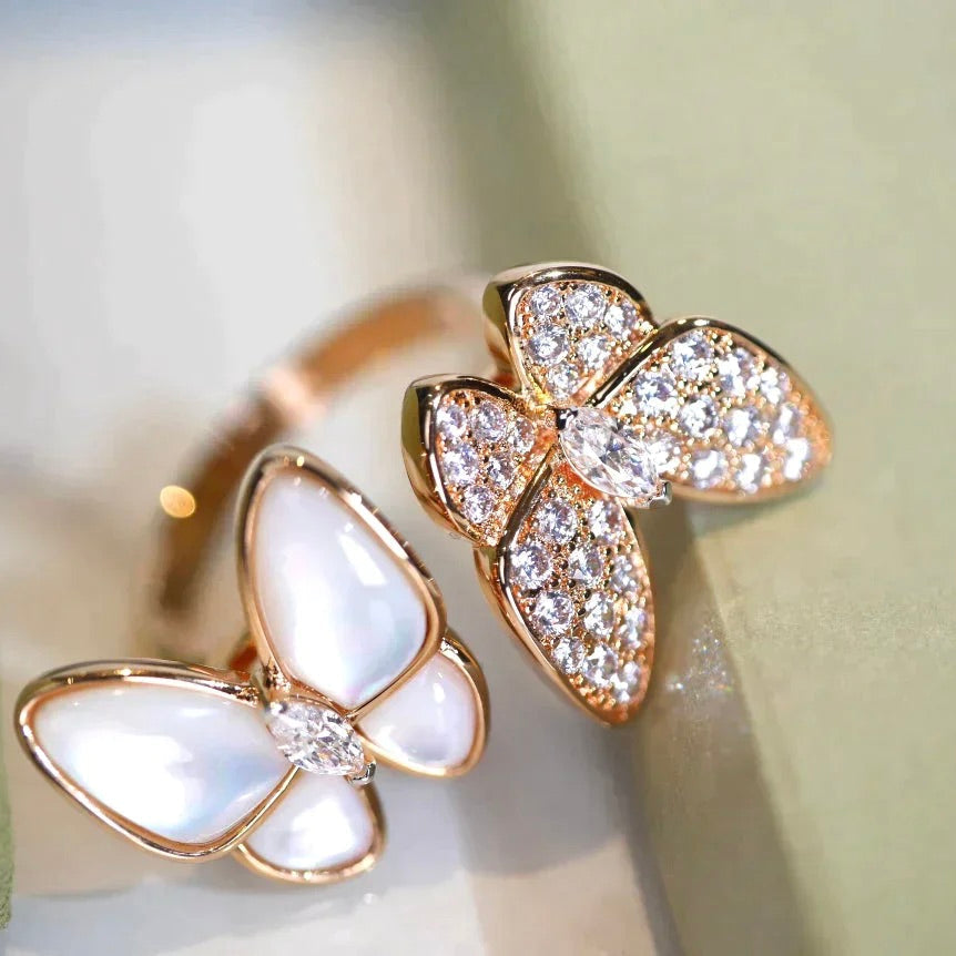 [Lumi Jewels]BAGUE PAPILLON DOUBLE DIAMANT N.A.C.R.E.