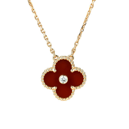 [Lumi Jewels]COLLIER TRÈFLE 15 MM DIAMANT CORNALINE