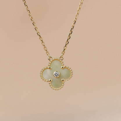 [Lumi Jewels]COLLIER TRÈFLE 15 MM DIAMANT OR NACRE
