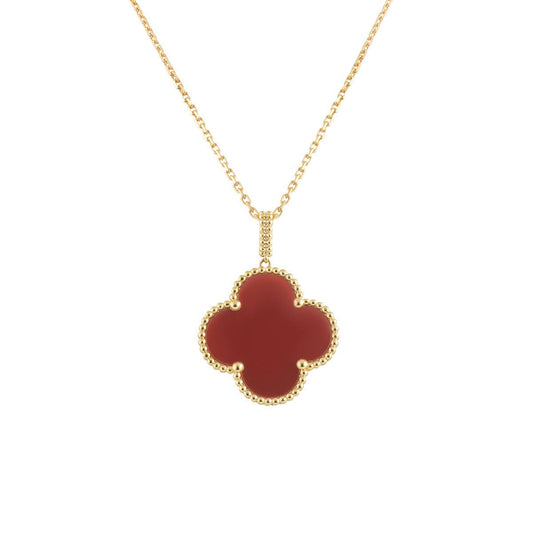 [Lumi Jewels]CLOVER 25MM NECKLACE GOLD CARNELIAN