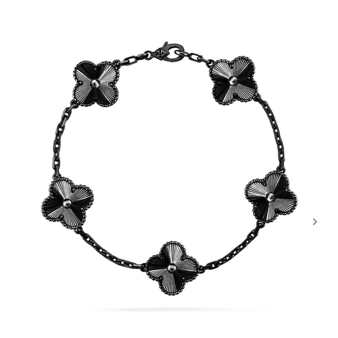 [Lumi Jewels]BRACELET CLOVER 5 MOTIFS NOIRS