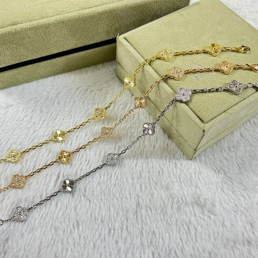 [Lumi Jewels]CLOVER 6 MOTIF DIAMOND LASER BRACELET