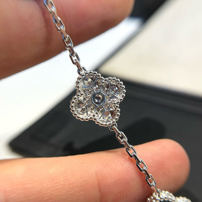 [Lumi Jewels]CLOVER 5 MOTIF ONYXS DIAMOND BRACELET SILVER