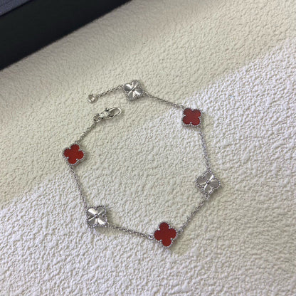 [Lumi Jewels]CLOVER 6 MOTIF RED AGATE LASER BRACELET