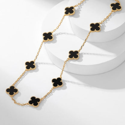 [Lumi Jewels]CLOVERS THE 10-MOTIFS ONYX NECKLACE