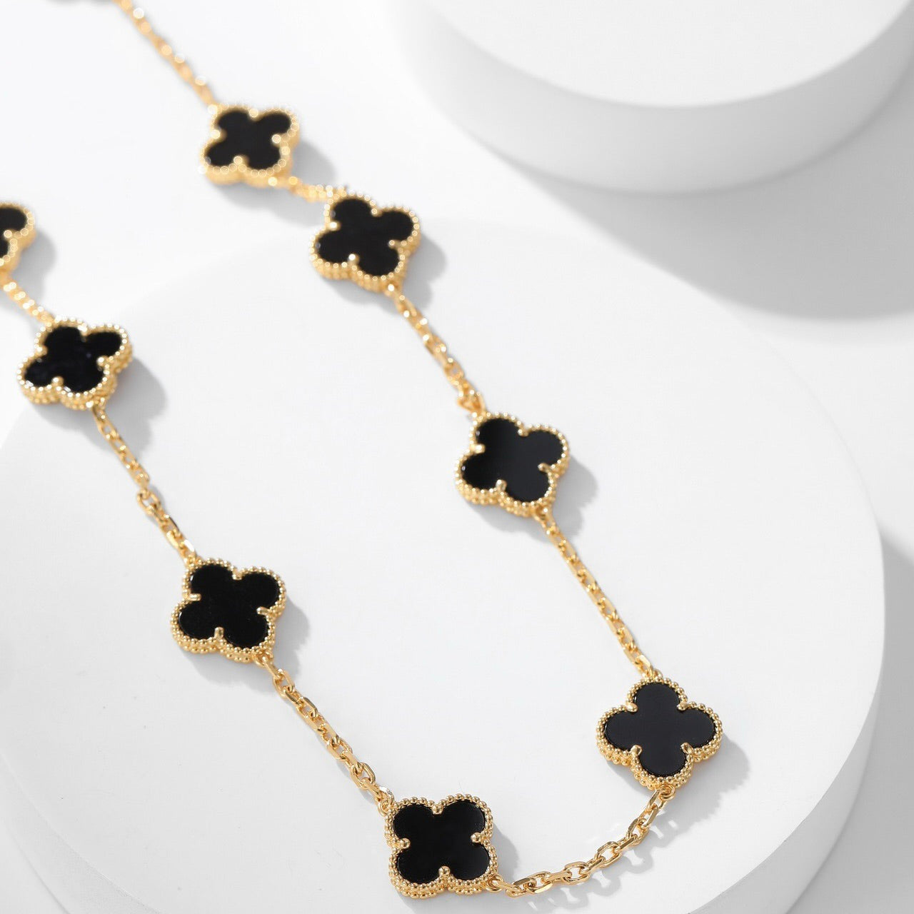 [Lumi Jewels]CLOVERS THE 10-MOTIFS ONYX NECKLACE