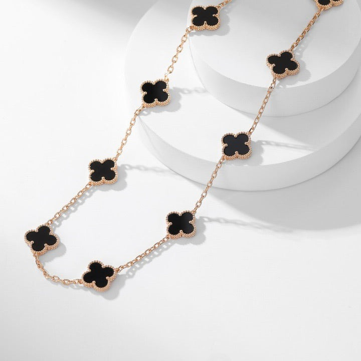 [Lumi Jewels]CLOVERS THE 10-MOTIFS ONYX NECKLACE