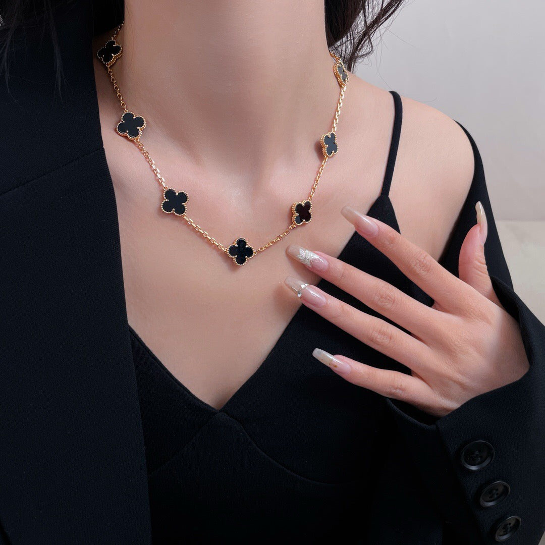 [Lumi Jewels]CLOVERS THE 10-MOTIFS ONYX NECKLACE