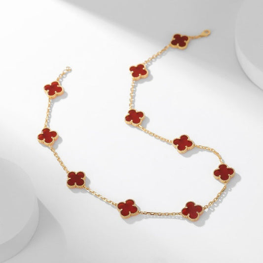 [Lumi Jewels]CLOVERS THE  10-MOTIFS CARNELIAN NECKLACE