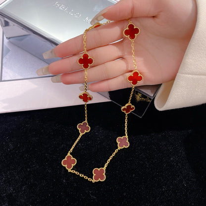 [Lumi Jewels]CLOVERS THE  10-MOTIFS CARNELIAN NECKLACE