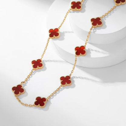 [Lumi Jewels]CLOVERS THE  10-MOTIFS CARNELIAN NECKLACE