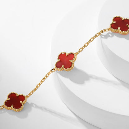 [Lumi Jewels]CLOVERS THE  10-MOTIFS CARNELIAN NECKLACE