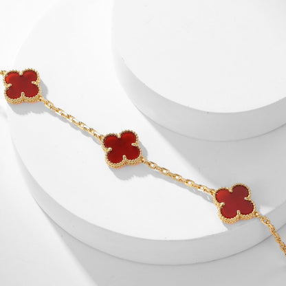 [Lumi Jewels]CLOVERS THE  10-MOTIFS CARNELIAN NECKLACE