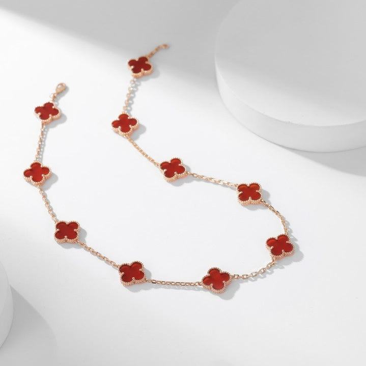 [Lumi Jewels]CLOVERS THE  10-MOTIFS CARNELIAN NECKLACE