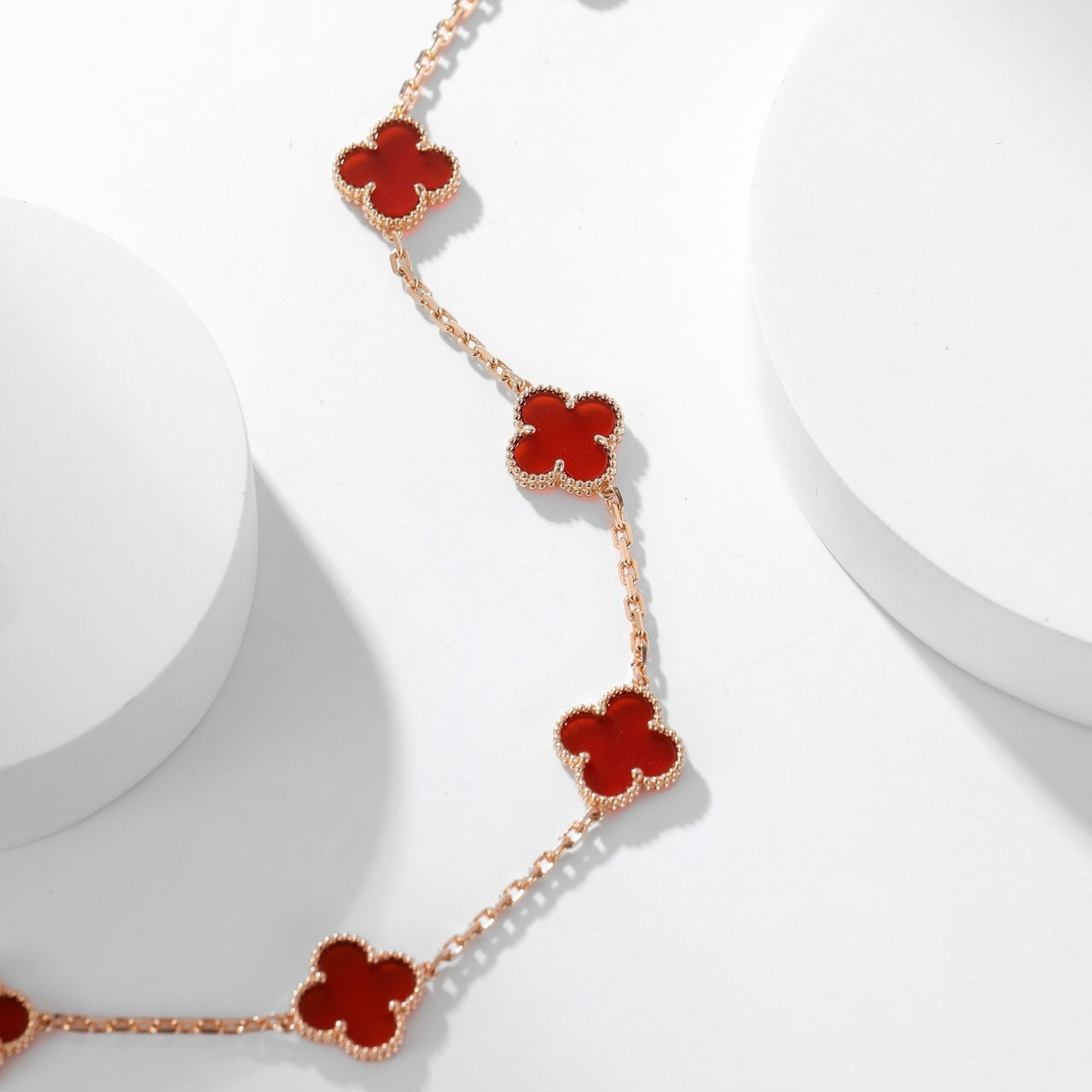 [Lumi Jewels]CLOVERS THE  10-MOTIFS CARNELIAN NECKLACE