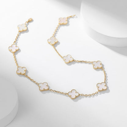 [Lumi Jewels]CLOVERS THE 10-MOTIFS WHITE MOTHER OF PEARL NECKLACE