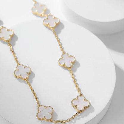 [Lumi Jewels]CLOVERS THE 10-MOTIFS WHITE MOTHER OF PEARL NECKLACE