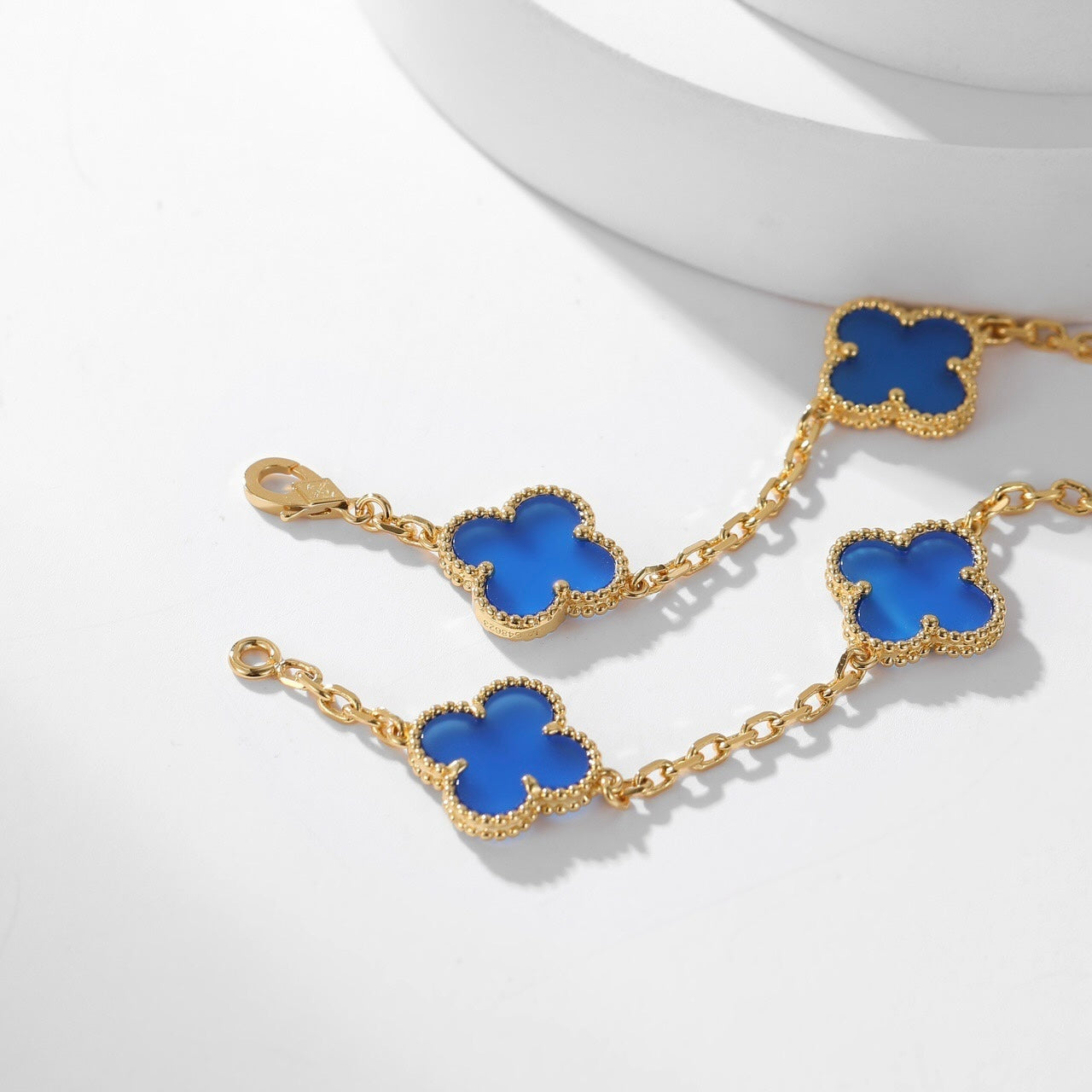 [Lumi Jewels]CLOVERS THE 10-MOTIFS BLUE AGATE NECKLACE