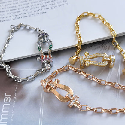 [Lumi Jewels]FORCE LARGE HORSESHOE CLASP  METAL BRACELET