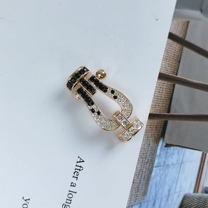 [Lumi Jewels]FORCE LARGE HORSESHOE BLACK WHITE DIAMOND BRACELET ROSE GOLD