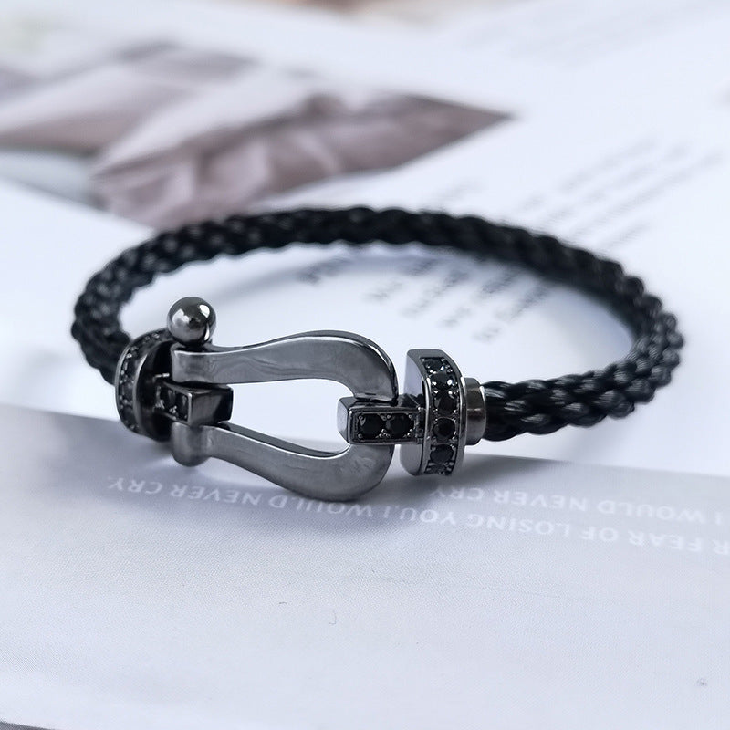 [Lumi Jewels]BRACELET SAMURAI NOIR EN FER À CHEVAL GRANDE SÉRIE FORCE