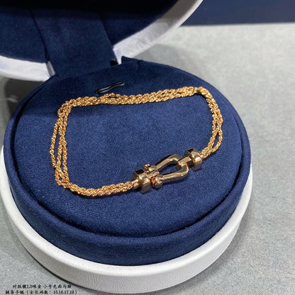 [Lumi Jewels]BRACELET CORDE CHAÎNE EN DIAMANT PETIT FER À CHEVAL FORCE