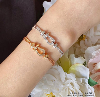 [Lumi Jewels]BRACELET CORDE CHAÎNE EN DIAMANT PETIT FER À CHEVAL FORCE
